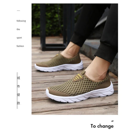 YRZL Lightweight Men Casual Shoes Breathable Slip on Male Casual Sneakers Anti-slip Men's Flats Outdoor Walking Shoes Size 39-46