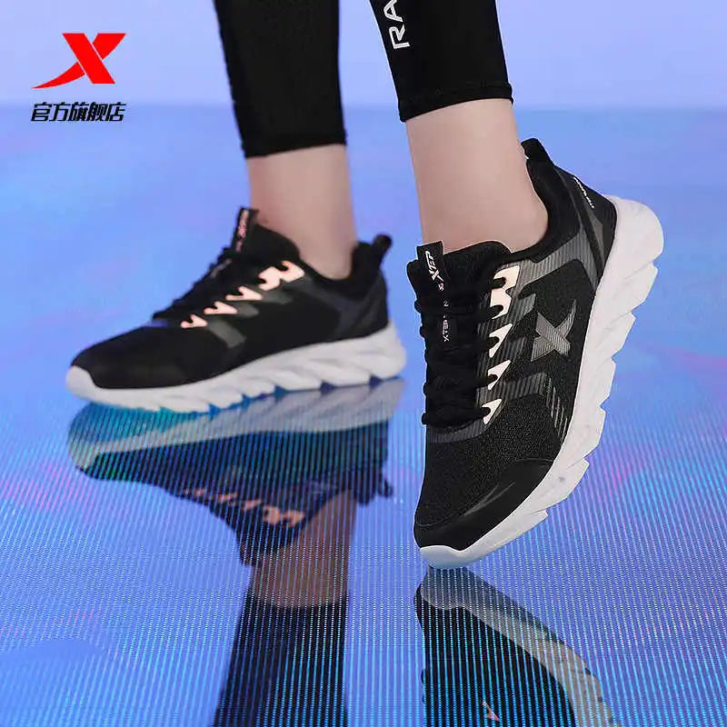 Xtep Running Shoes Non-Slip Soft Women’s Sports Shoes Leather Upper Shock Absorption Female Sneakers 879318110073