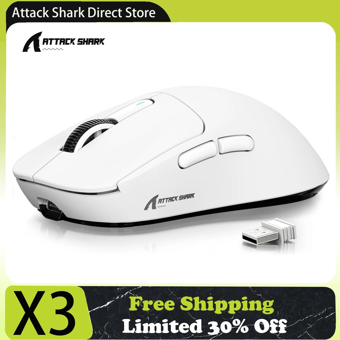 Attack Shark X3/X3PRO 4K/8K Tri-mode Gaming Mouse, PixArt PAW3395 Sensor, 26K DPI, 49g Ultralight, BT/2.4G Wireless/Wired, for PC