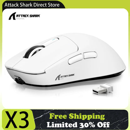 Attack Shark X3/X3PRO 4K/8K Tri-mode Gaming Mouse, PixArt PAW3395 Sensor, 26K DPI, 49g Ultralight, BT/2.4G Wireless/Wired, for PC