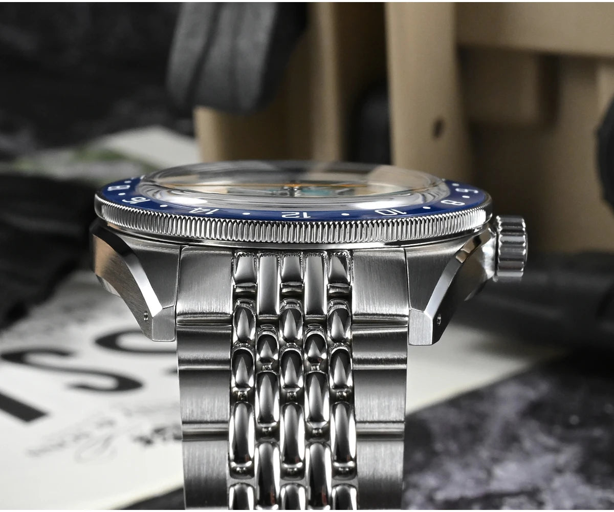 San Martin Original Design Fashion GMT 39.5mm Men Sports Watch Japan NH34 Automatic Mechanical Waterproof 100m SN0116 Reloj