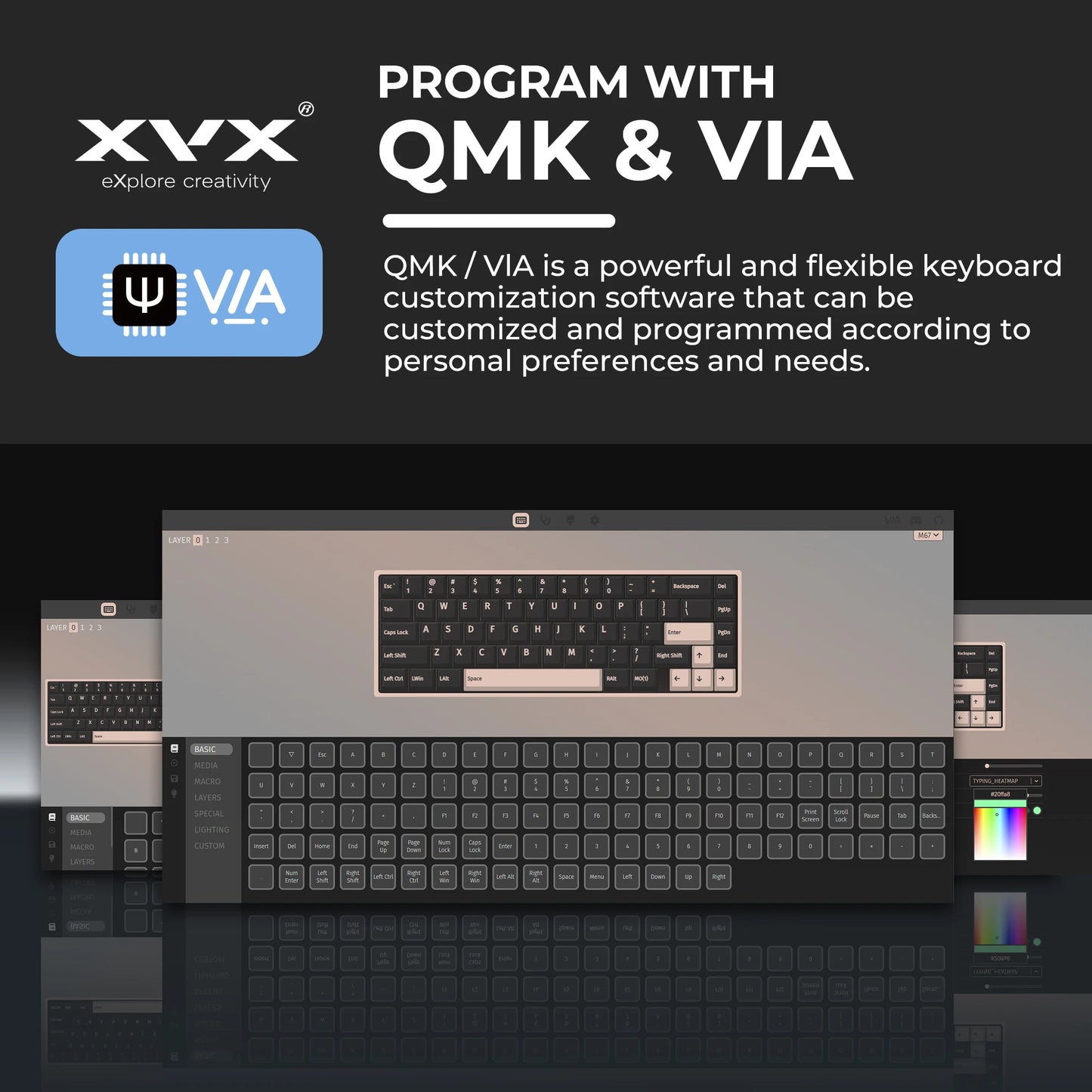 XVX M67 JadeStone Mechanical Keyboard With IMD-Tech Keycaps Hot Swappable Gasket Tri-Mode Custom RGB Wireless Keyboard 65%