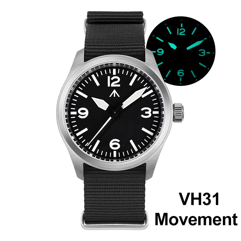Militado ML08 Quartz Watch VH31/Ronda 515 Quartz Movement Vintage Watch Double Domed Sapphire Crystal BGW9 Luminous Men's Watch