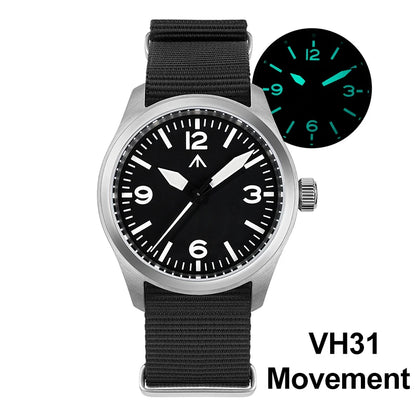Militado ML08 Quartz Watch VH31/Ronda 515 Quartz Movement Vintage Watch Double Domed Sapphire Crystal BGW9 Luminous Men's Watch