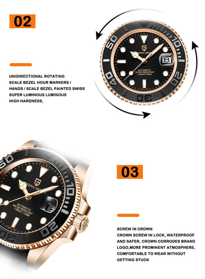 PAGANI DESIGN V2 Japan movement Luxury Men Mechanical Watch 40MM Ceramic bezel AR Coated Sapphire Glass Automatic Watch For Men