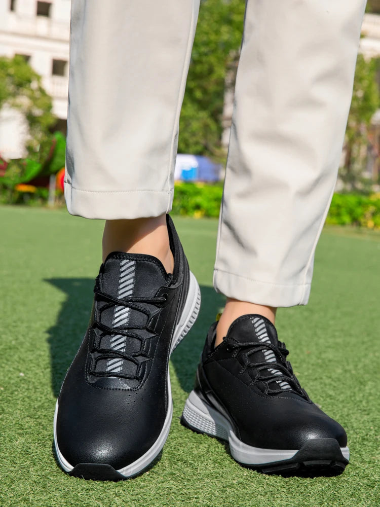Golf Sports Shoes for Men, Waterproof High-Quality Leather Golf Competition Sports Shoes, Formal Golf Course Training Shoes for Men