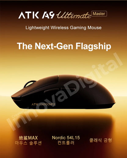 ATK Dragonfly A9 Ultimate Wireless Gaming Mouse, PAW3950 Ultra Sensor, 8KHz Polling Rate, Ultra Lightweight Ergonomic Gaming Mouse for FPS & Esports