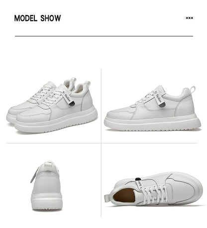 Big Size Lift Men Sneakers Elevator Shoes Heightening Height Increase Insole 7-8CM High Heels Shoes Genuine Leather Sport Shoes