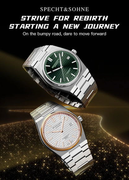 SPECHT&SOHNE New 37MM Men's Watches Luxury Automatic Watch For Men Rose Gold Stainless Steel Mechanical Wristwatch Waterproof