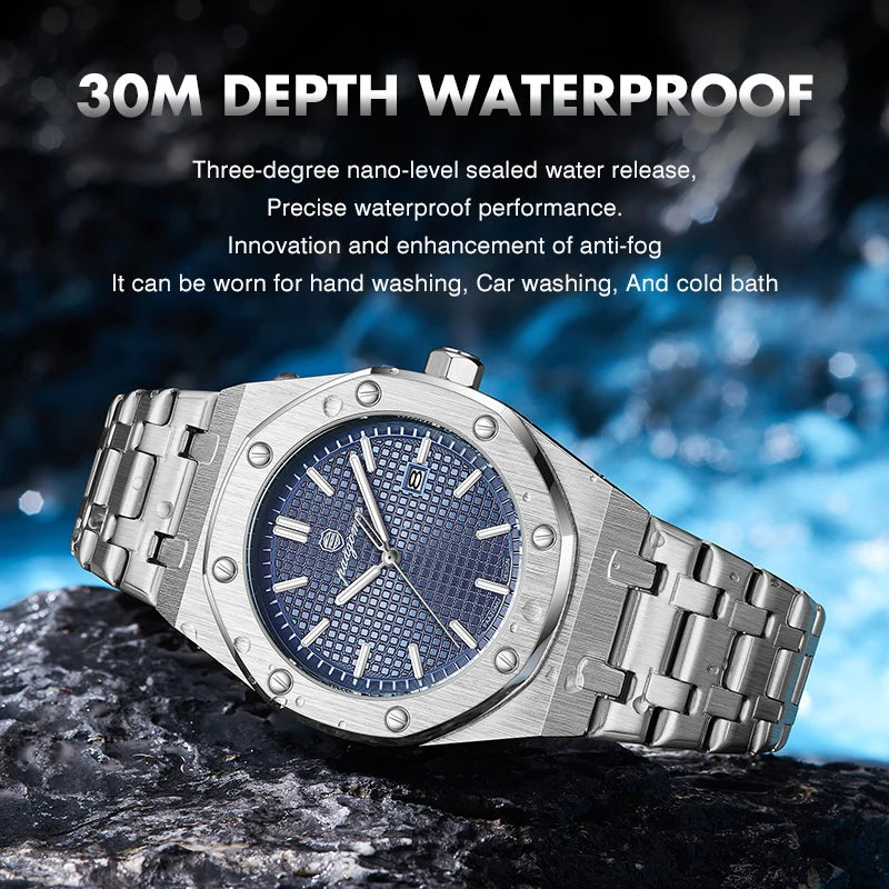 PAAZOMU Luxury Square Man Quartz Watch Waterproof Luminous Date Men's Watch High Quality Stainless Steel Business Men Watches