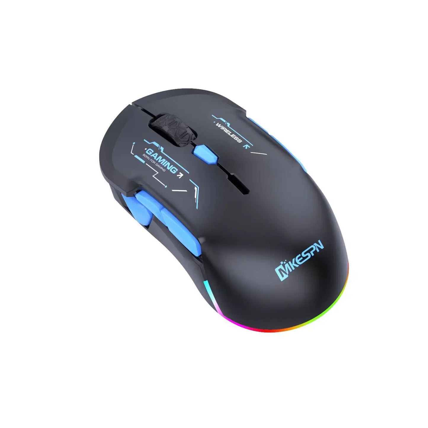 MKESPN W12 10-knappers makro-gamingmus til begge hænder, trådløs Bluetooth, multikanal, tri-mode, stor RGB, ergonomisk og ambidekstral
