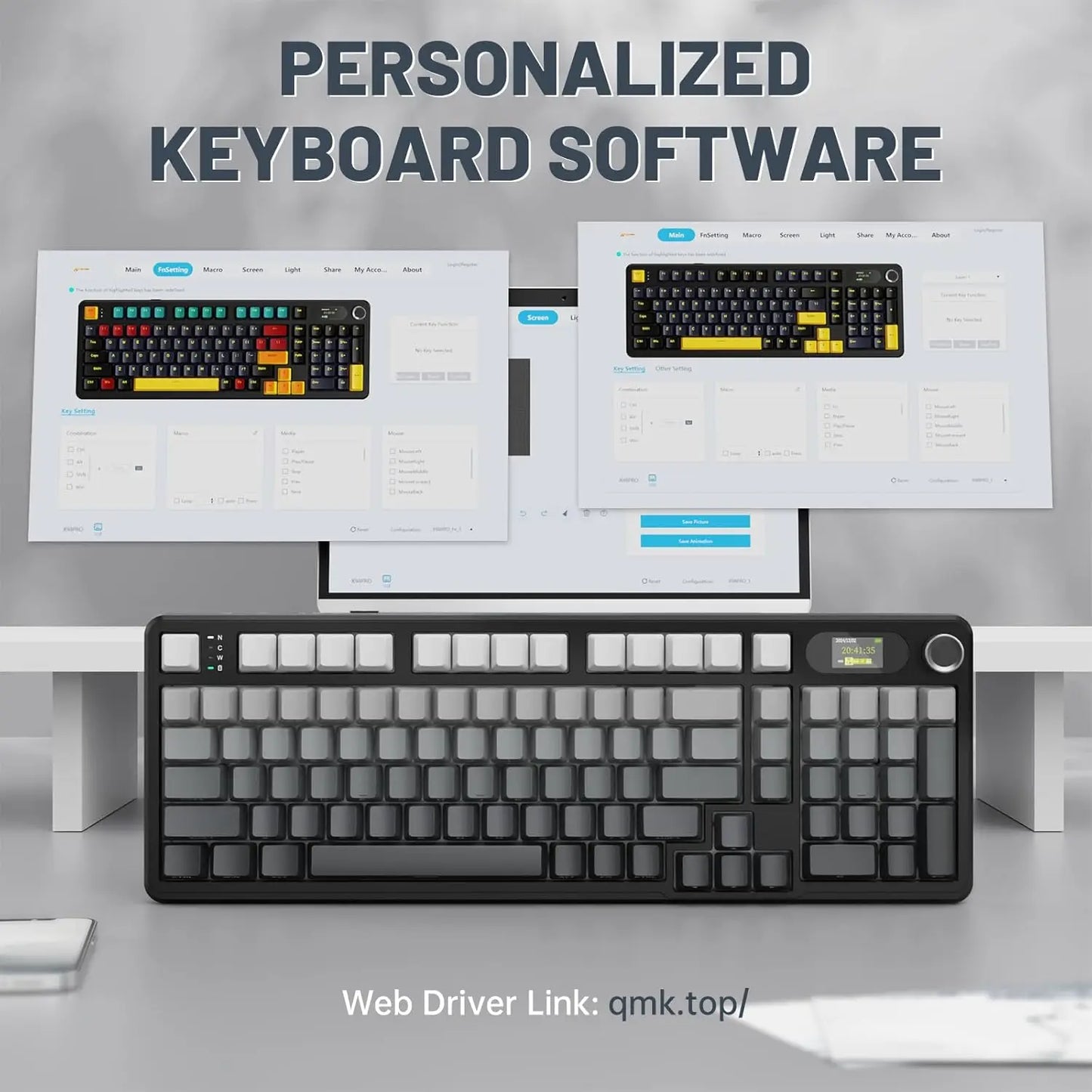 ATTACK SHARK X98 RGB Wireless Mechanical Keyboard,LED Smart Display&Knob, Hot Swappable,Pre-lubed Linear Switches