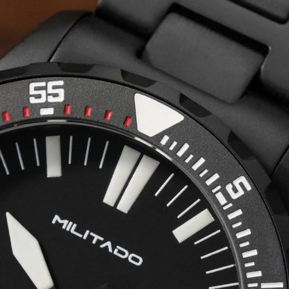 Militado ML16 PVD Black Quartz Wrist Watches VH31/Ronda 515 39Mm Retro Watch Sapphire Luminous BGW9 200M Waterproof Dive Watch