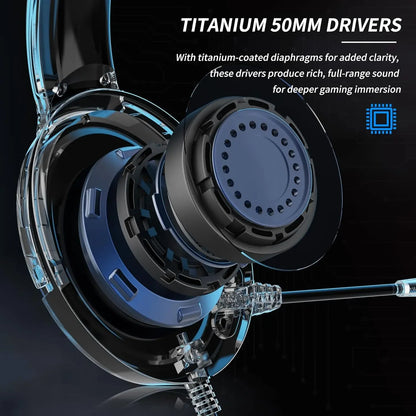 Gaming Headset with Mic for PC PS5 PS4 Xbox One Switch, Wired Gamer Headphones Over-Ear Headphones