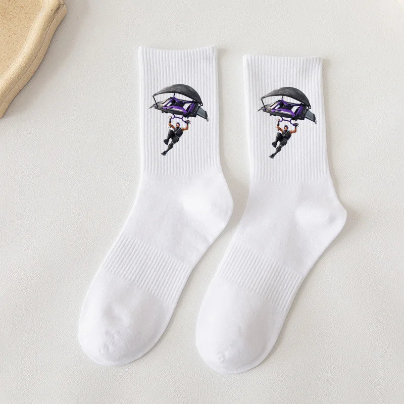Fortnite Socks Cartoon Game Character Long Sock for Kids tudents in Spring and Autumn Solid Color Cotton Socks Birthday Gifts