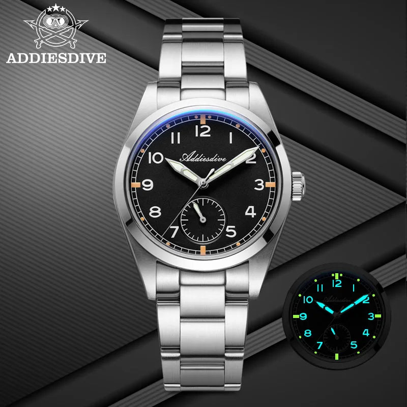 Orologio da uomo ADDIESDIVE 36mm al quarzo VH60, luminoso BGW9, vetro bombato, impermeabile 10Bar, in acciaio inossidabile