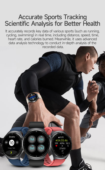 2026 AI Health Smartwatch ECG + PPG, Blood Pressure, Uric Acid & Body Fat Monitoring, AMOLED Display & Bluetooth Calling