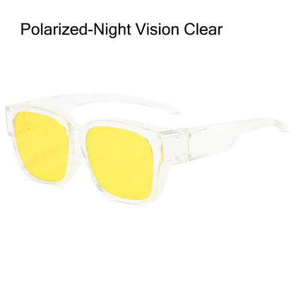 Polarized Fit Over Glasses Sunglasses Trendy Square Wrap Around Shades UV400 Protection Sun Glasses Can Be Worn Over Other Glass