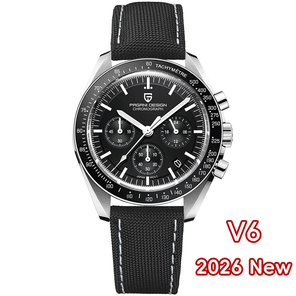 PAGANI DESIGN 2026 New Mens Watches Panda Moon Watch Luxury Quartz Watch For Men Automatic Date Sport Chronograph Wristwatch Men