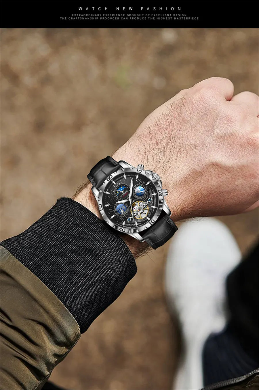 GLENAW Design Mens Watches Top Brand Luxury Fashion Business Automatic Watch Men's Waterproof Mechanical Watch Montre Homme