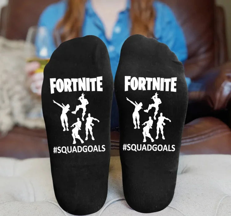 FORTNITE Sportsocken Sommer Schwarz Weiß Atmungsaktive Low-Cut-Socken No-Show Baumwolle Weiche Sport- und Freizeitsocken Kurz