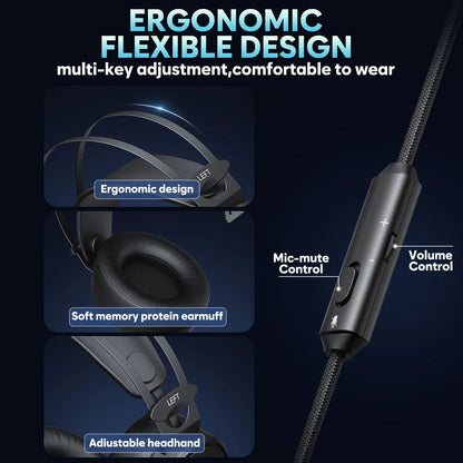NUBWO casque de jeu filaire sur l'oreille avec micro antibruit casques N7 Gamer PS4 Xbox One casque stéréo pour PC/MAC/PS4/PS5