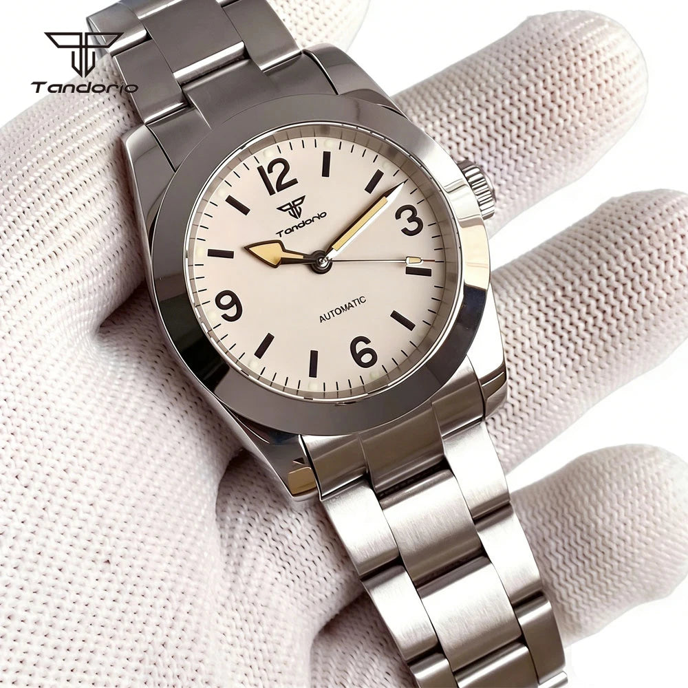 Tandorio Mechanical Automatic 36mm/39mm Explorer Style Watch Sapphire Glass Miyota 8215 or PT5000 Men's Wristwatch Glide Clasp