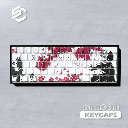 Sakura Raven Keycaps Cherry Side-engraved Translucent Keycaps PBT 129 Keys for Wooting 68/84/87/104 Mechanical Keyboards.