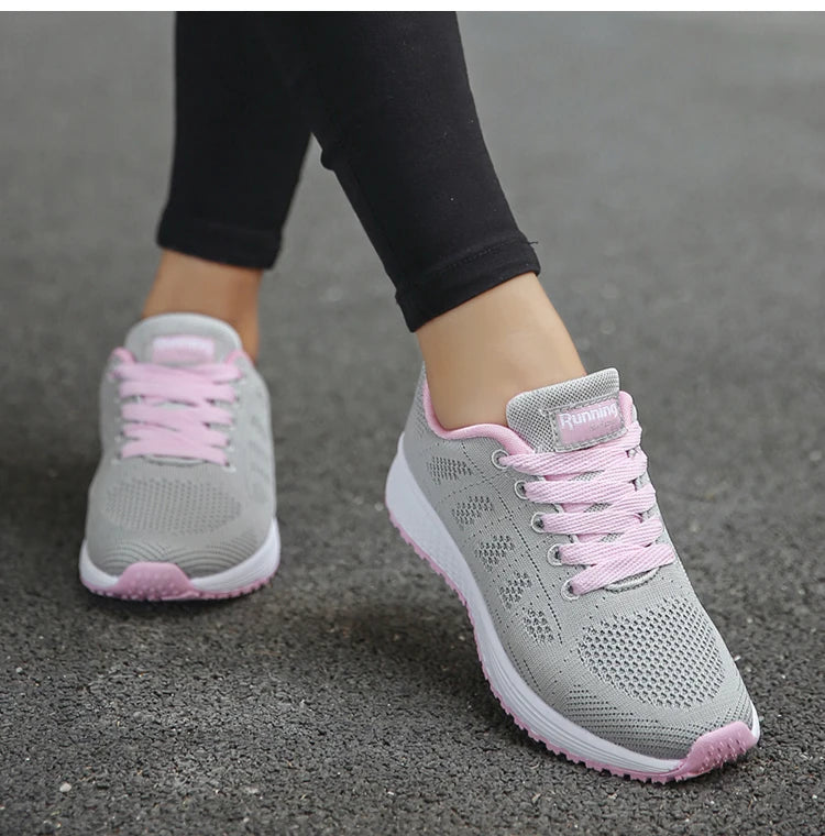 Women's Sneakers 2025 New Fashion Breathable Trainers, Comfortable Sneakers Mesh Fabric Lace-Up, Women's Tennis Shoes