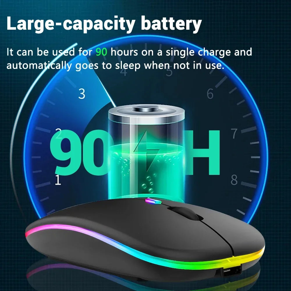 Ratón inalámbrico recargable de doble modo, compatible con Bluetooth y USB 2.4G, para ordenador, portátil, iPad, tablet y notebook, ratón gaming