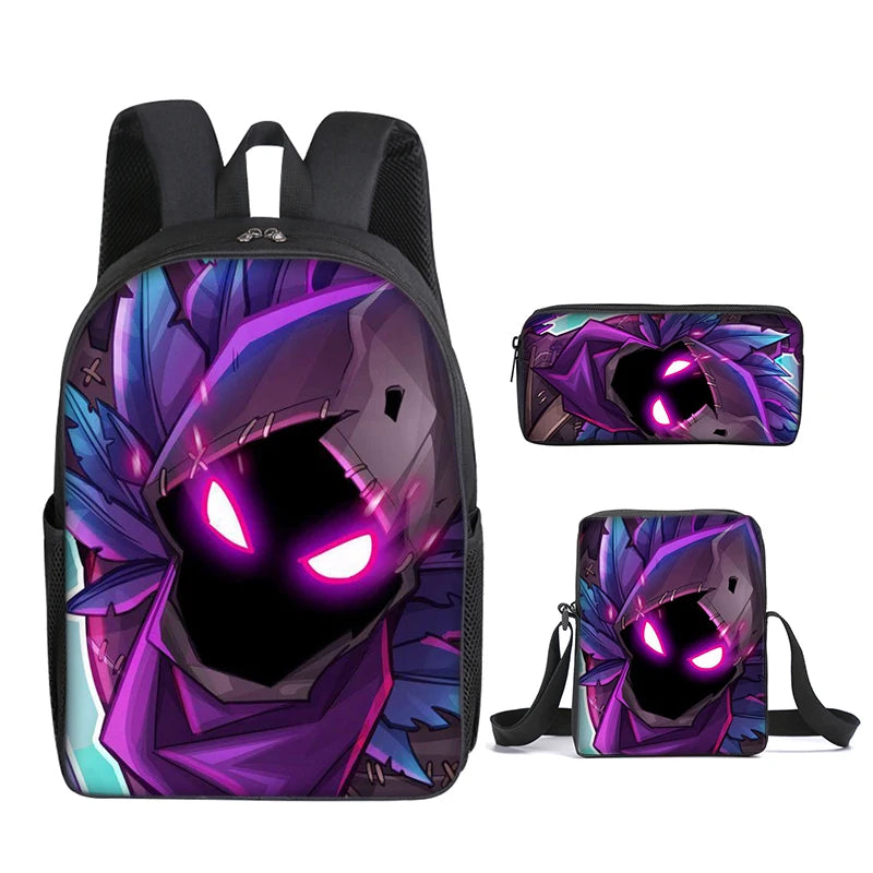 3pcs/set Fortnite Game Backpack Anime Cartoon Large Capacity Student School Bags Pencil Bag Kawaii Lunch Bag Birthday Gifts
