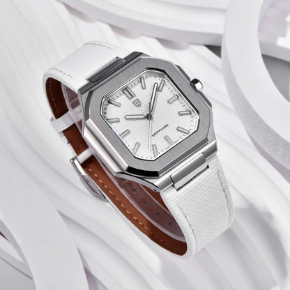 Nuovo orologio di lusso quadrato PAGANI DESIGN 2026 da uomo al quarzo, vetro zaffiro AR, movimento giapponese, luminoso, in acciaio 316L all steel