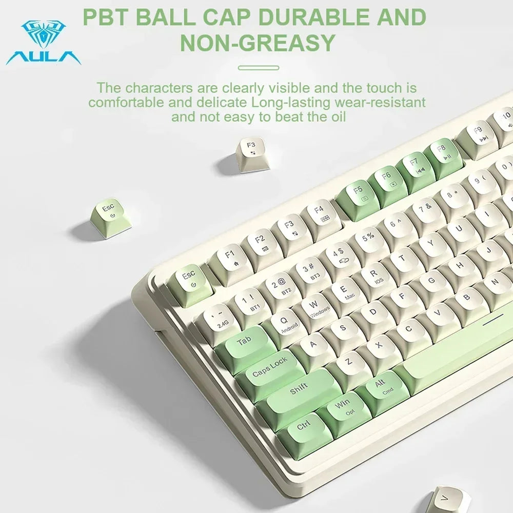 AULA S99 Keyboard 3-Mode Wireless Bluetooth Wired RGB Ergonomic 99Key Typing Mute Gaming Keyboard Custom PC Accessories Gifts