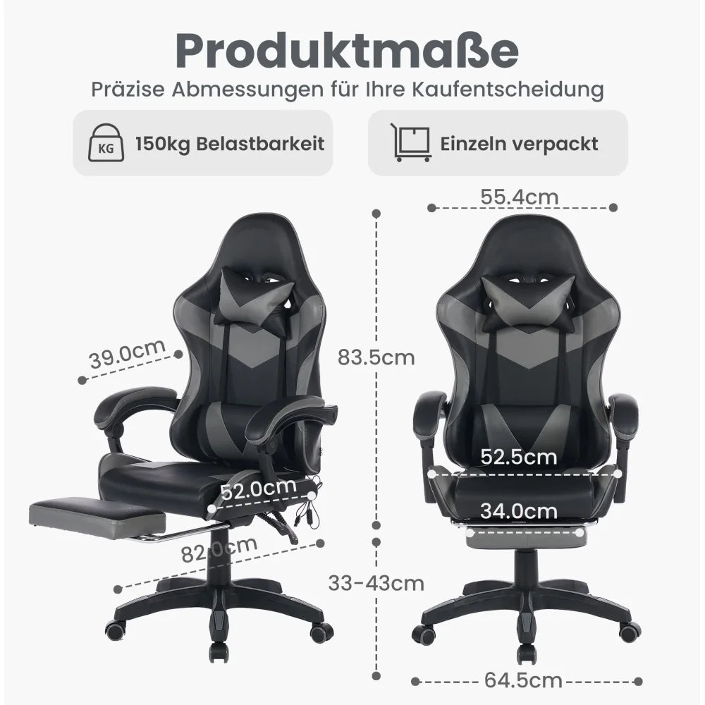Ergonomic Gaming Chair 360° Reclining Office Chair with Footrest, Adjustable Height Racing Chair with Lumbar Support and Headrest
