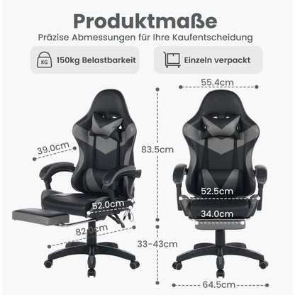 Ergonomic Gaming Chair 360° Reclining Office Chair with Footrest, Adjustable Height Racing Chair with Lumbar Support and Headrest