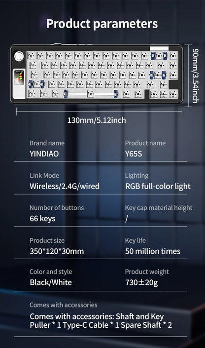 Tri-mode Mechanical Keyboard Wired&Wireless Barebone Kit 3/5 Pins Customized Hot Swap RGB Rapid Disassemble Gasket