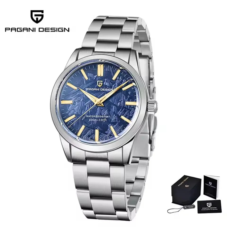 PAGANI DESIGN 40MM Meteorite dial Men Quartz Watches Luxury Business Sapphire 316L Stainless Steel 100M Waterproof Watch For Men