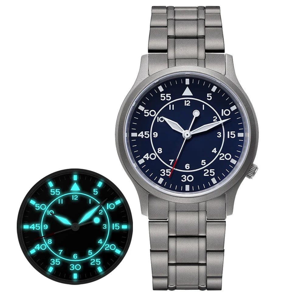 BERNY Titanium Men Quartz Watch AR Coating Sapphire Fashion Wristwatch Luminous VH31 Ultra-thin Wristwatch Waterproof 5ATM Watch