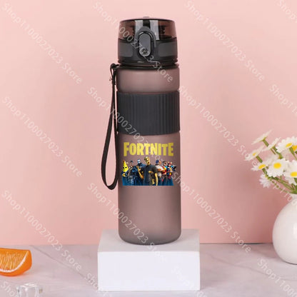 550ML Cartoon Fortnite Adult Sport Water Bottle, Motivational Leak-Proof Portable Reusable Plastic Cup, Large Capacity Water Cup