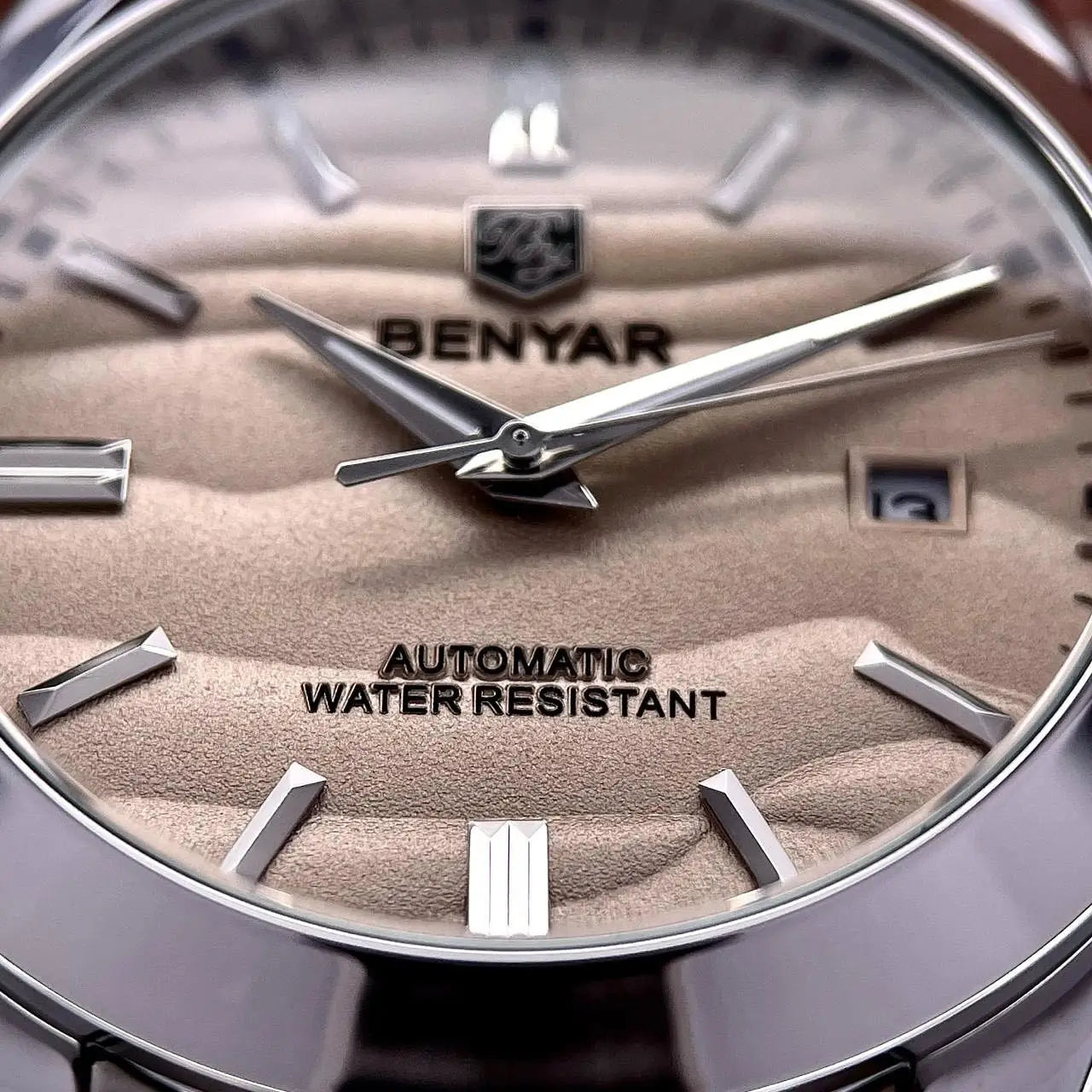 BENYAR luxury brand 40MM sand grain dial men's watch, stainless steel 50 meter waterproof automatic mechanical watch