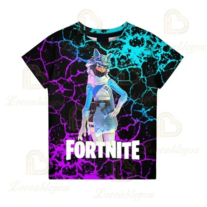 Fortnite Boys T-shirt Kids Tops Summer Children Clothes 3D Funny Battle Royale Game Graphics T-Shirt Toddler Girls Top Tee