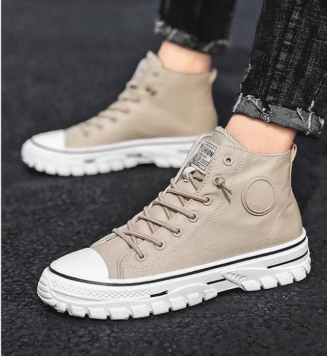 Pantofi din pânză pentru bărbați, pantofi sport casual înalți, respirabili, gri, pentru skateboarding, vulcanizați, adidași confortabili, nou