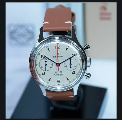 Seagull 1963 International Edition Men's Mechanical Watch Chronograph Pilot Manual Winding Watch ST1901 Black Leather Strap Hot