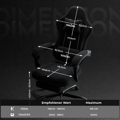 SUKIDA Gaming Chair with Footrest, Racing Chair Design PC Chair, Ergonomic Office Chair Adjustable with Lumbar Support