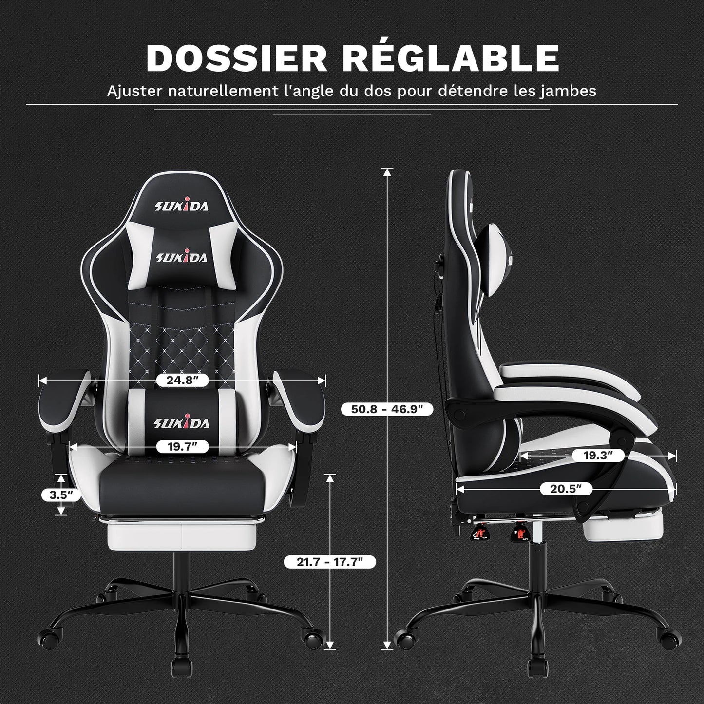 SUKIDA Gaming Chair Ergonomic Video Game Chair Comfortable Computer Chair with Footrest and Lumbar Support Office Chair
