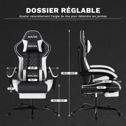 SUKIDA Gaming Chair Ergonomic Video Game Chair Comfortable Computer Chair with Footrest and Lumbar Support Office Chair
