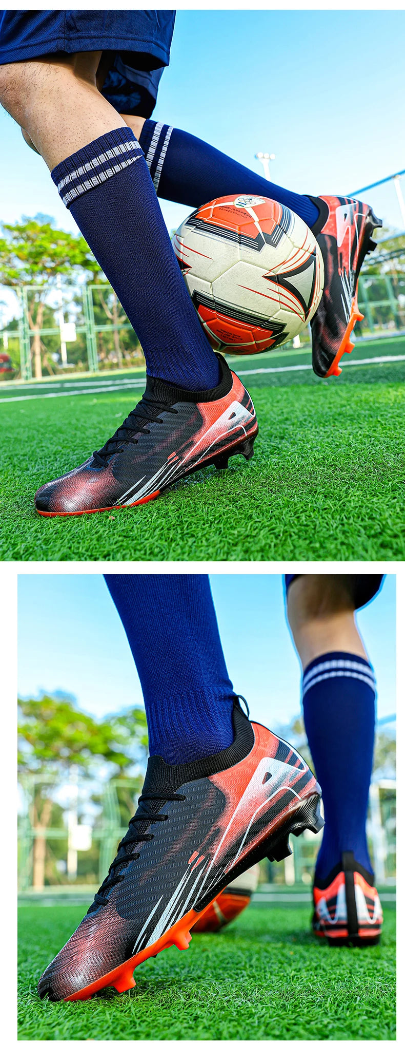 New Men Football Boots FG Non-Slip Training Shoes Soccer Cleats Long Spikes Soccer Shoes Ultralight Outdoor Drop Shipping