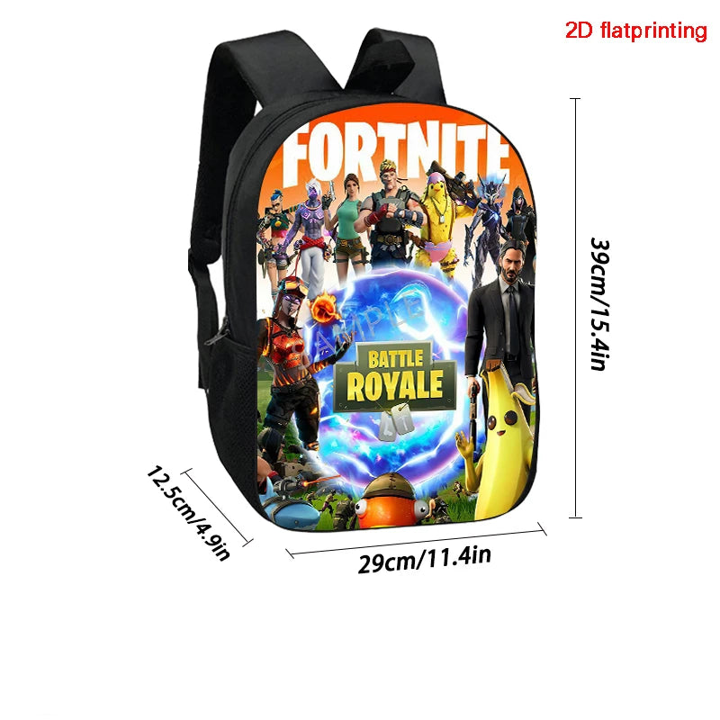 Fortnite 15 Inch Cartoon School Backpack for Kids Boys Girls, Cool Game Printed Lightweight Backpack Large Suitable for Ages 5-8