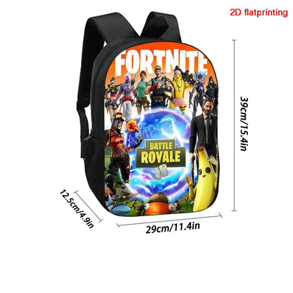 Fortnite 15 Inch Cartoon School Backpack for Kids Boys Girls, Cool Game Printed Lightweight Backpack Large Suitable for Ages 5-8