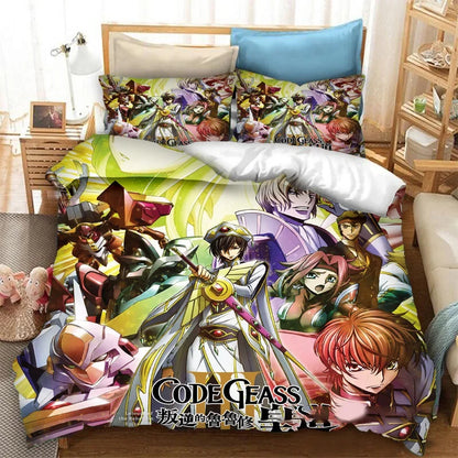 Moderigtigt 3D-printet Anime Code Geass-dynebetræk, 2/3 dele sengesæt, Double Twin Full Queen King, sengetøj til voksne og børn, quiltbetræk
